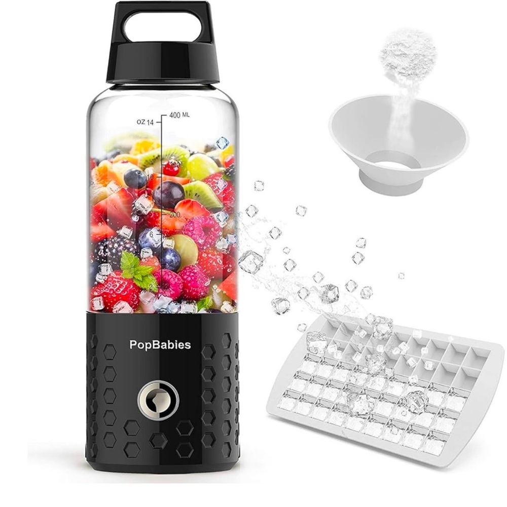 PopBabies Portable Blender Shakes and Smoothies with rechargeable USB Black